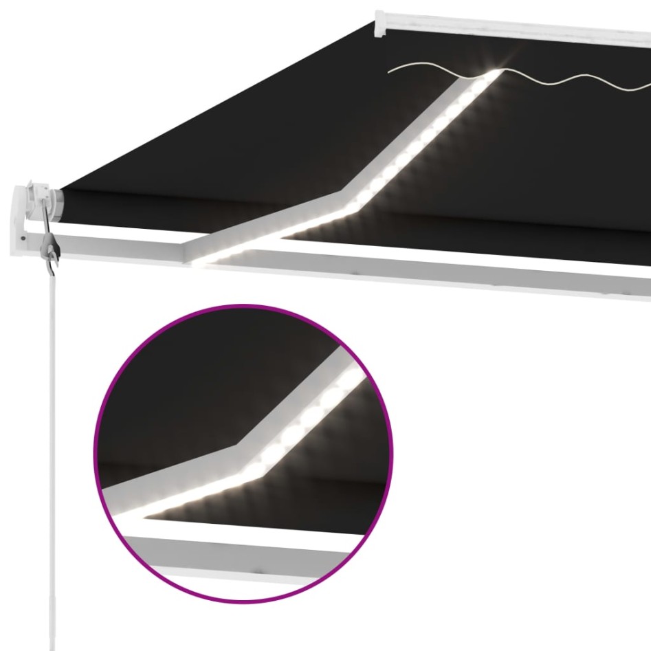 Toldo automático con LED y sensor de viento antracita