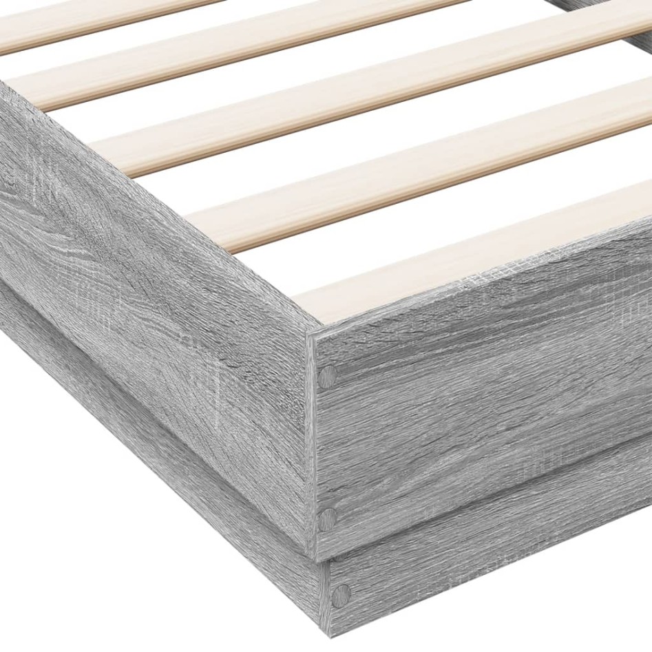 Estructura de cama madera de ingeniería gris Sonoma 90x190