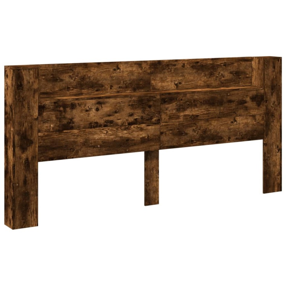 Cabecero de cama con luz LED roble ahumado 220x16,5x103,5