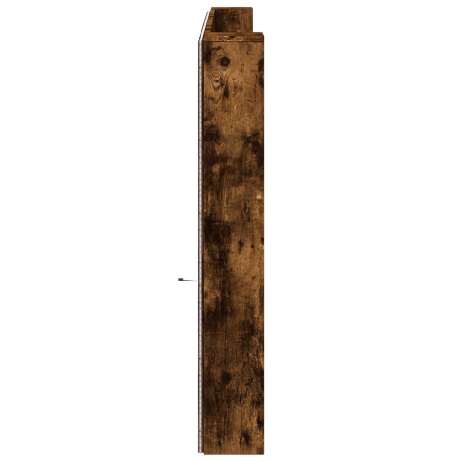 Cabecero de cama con luz LED roble ahumado 220x16,5x103,5