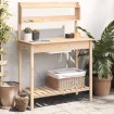 Mesa para macetas con fregadero madera abeto 147,5x44x139,5 cm