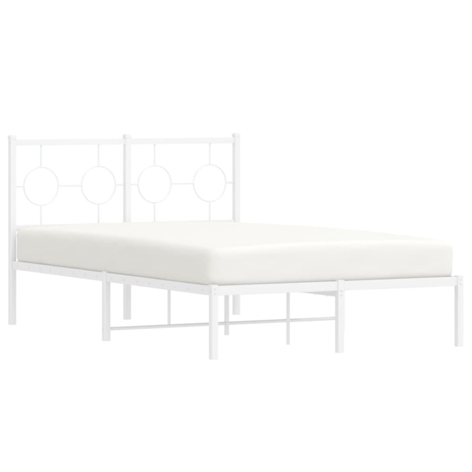 Estructura de cama de metal con cabecero blanca 120x200