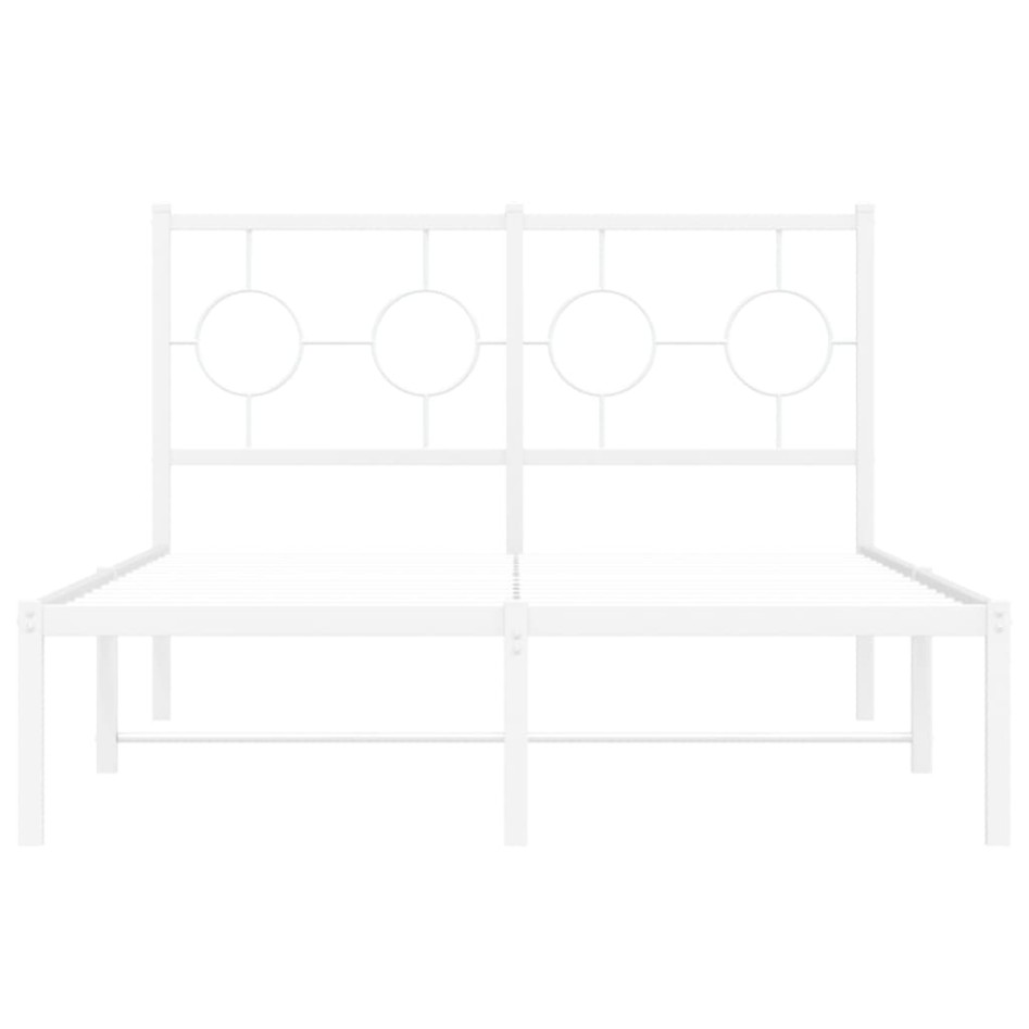 Estructura de cama de metal con cabecero blanca 120x200