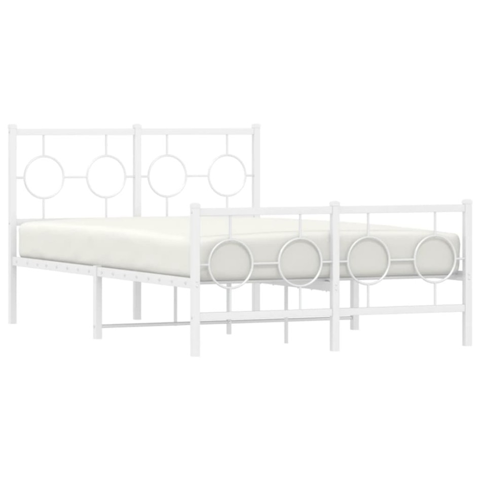 Estructura cama metal con cabecero y estribo blanco 120x190