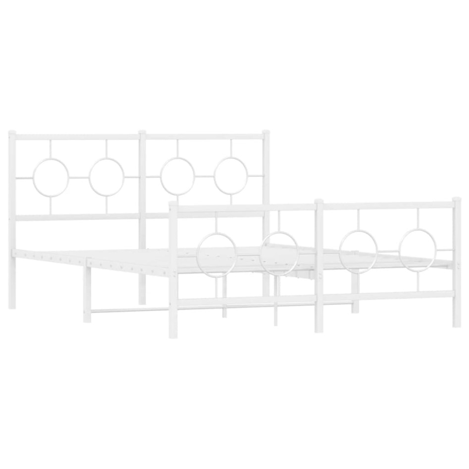 Estructura cama metal con cabecero y estribo blanco 135x190