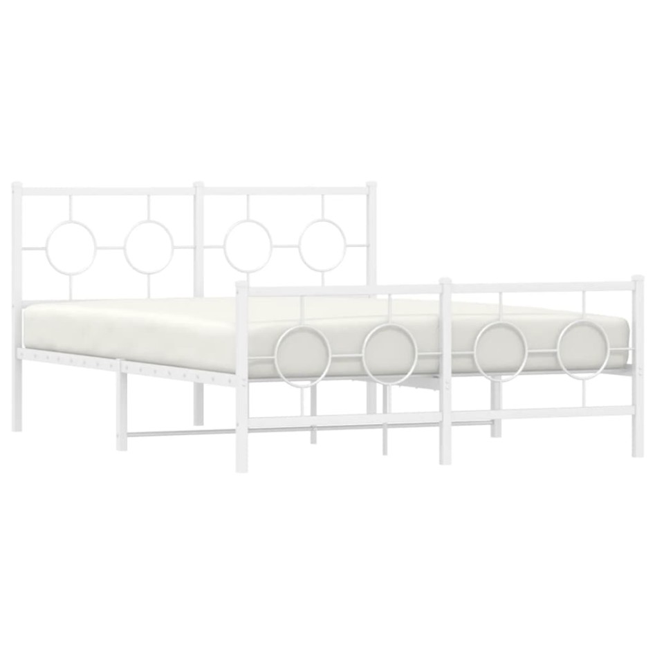 Estructura cama metal con cabecero y estribo blanco 135x190