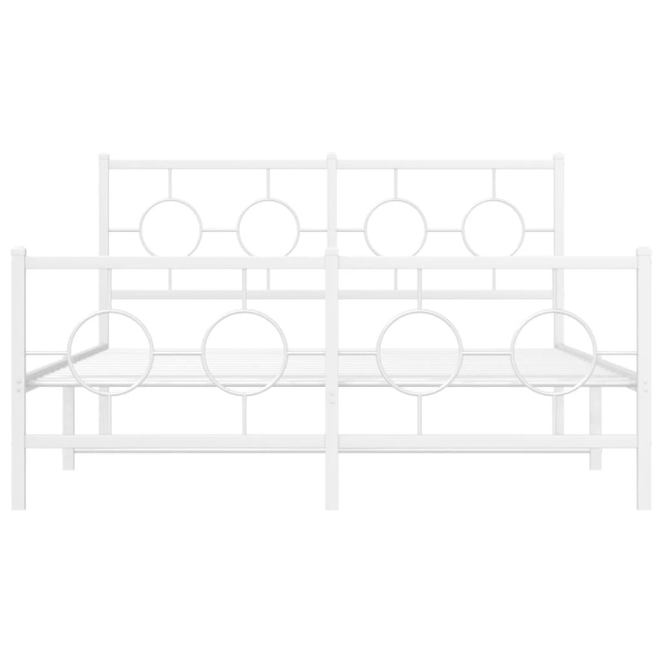 Estructura cama metal con cabecero y estribo blanco 135x190