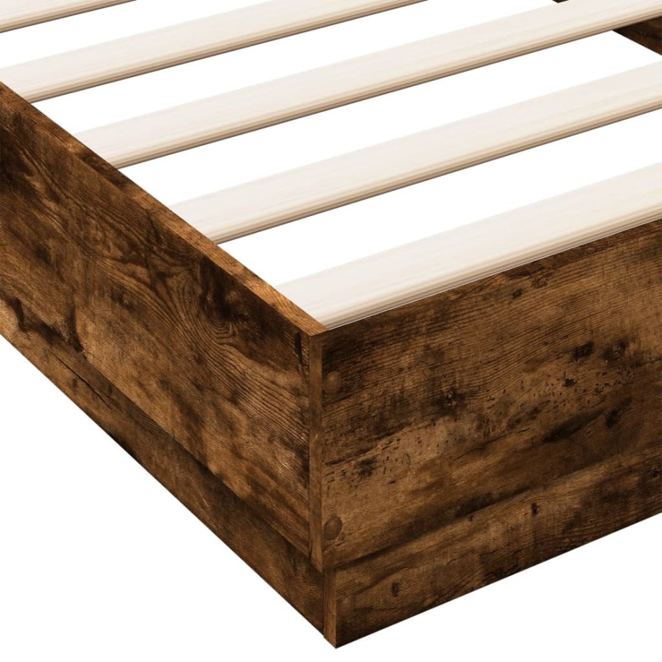 Estructura de cama madera de ingeniería roble humo 100x200