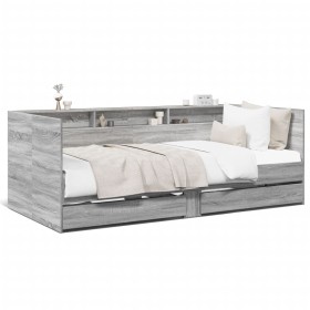 Tumbona con cajones madera ingeniería gris Sonoma 75x190