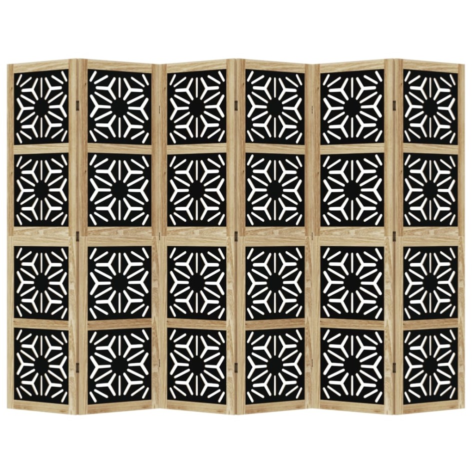 Biombo separador 6 paneles madera maciza Paulownia marrón