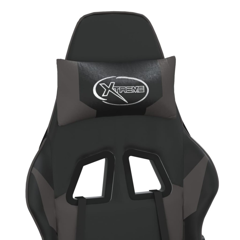 Silla gaming de masaje y reposapiés cuero sintético negro