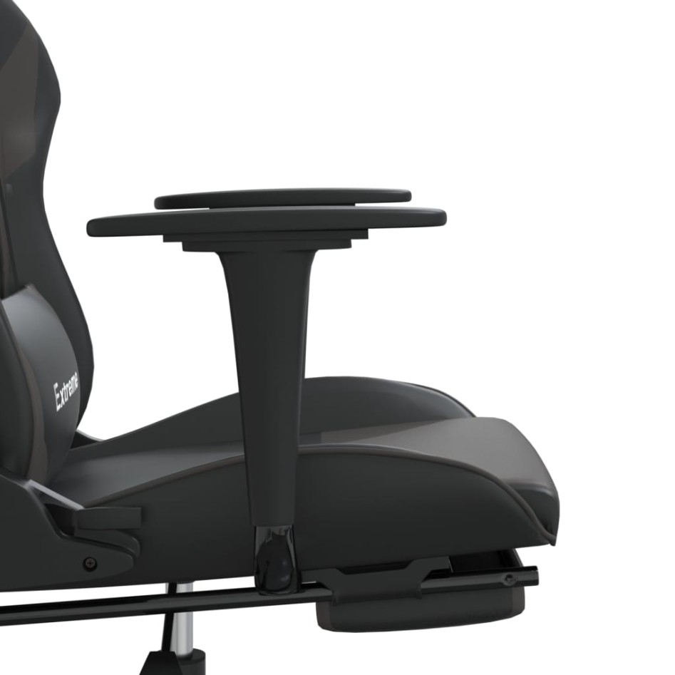 Silla gaming de masaje y reposapiés cuero sintético negro