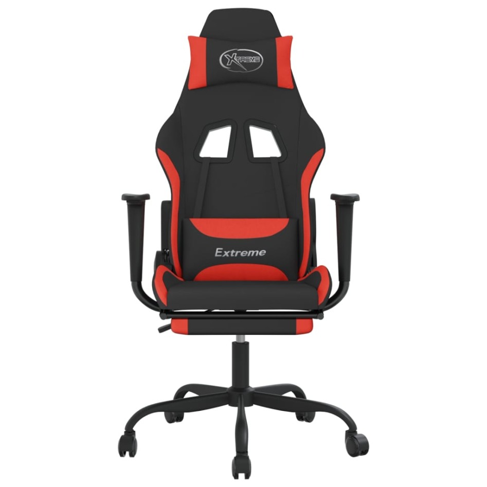 Silla gaming de masaje con reposapiés tela negro y