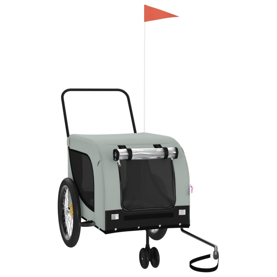 Remolque de bicicleta mascotas hierro tela Oxford gris