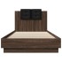 Cama con cabecero madera de ingeniería marrón roble 90x200