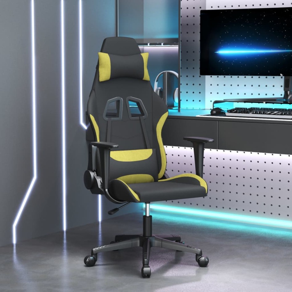 Silla gaming de masaje tela negro y verde