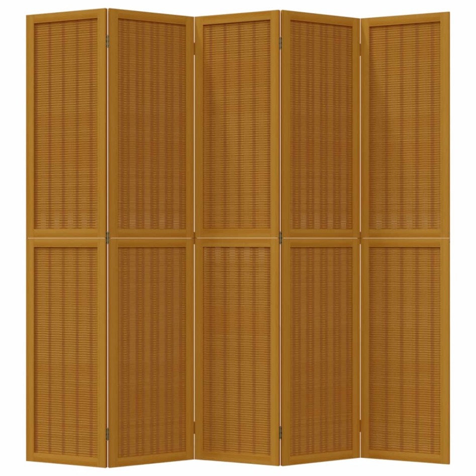 Biombo separador de 5 paneles madera maciza paulownia