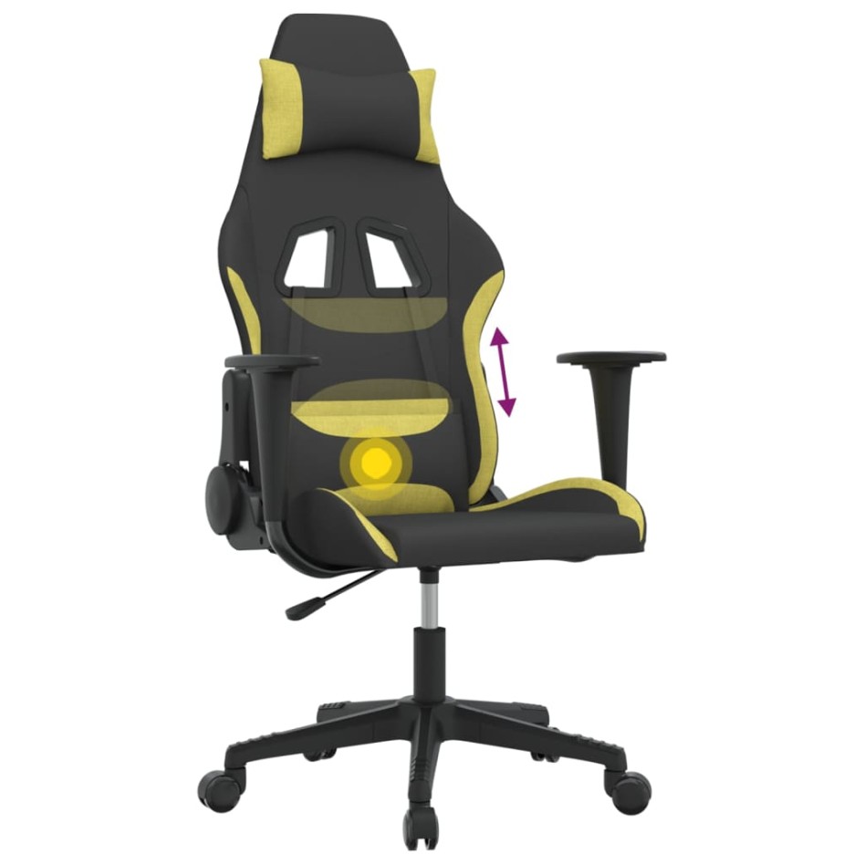 Silla gaming de masaje tela negro y verde