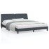 Estructura cama con cabecero terciopelo gris oscuro 180x200