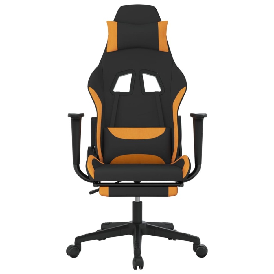 Silla gaming de masaje con reposapiés tela negro y