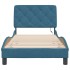 Estructura cama con luces terciopelo azul 90x190