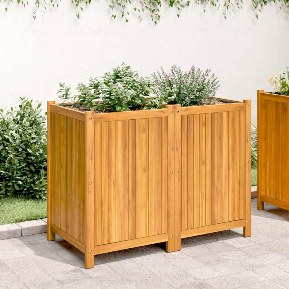 Jardinera con forro madera maciza de acacia 100x50x75