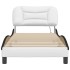 Estructura cama con LED cuero sintético blanco negro 90x200