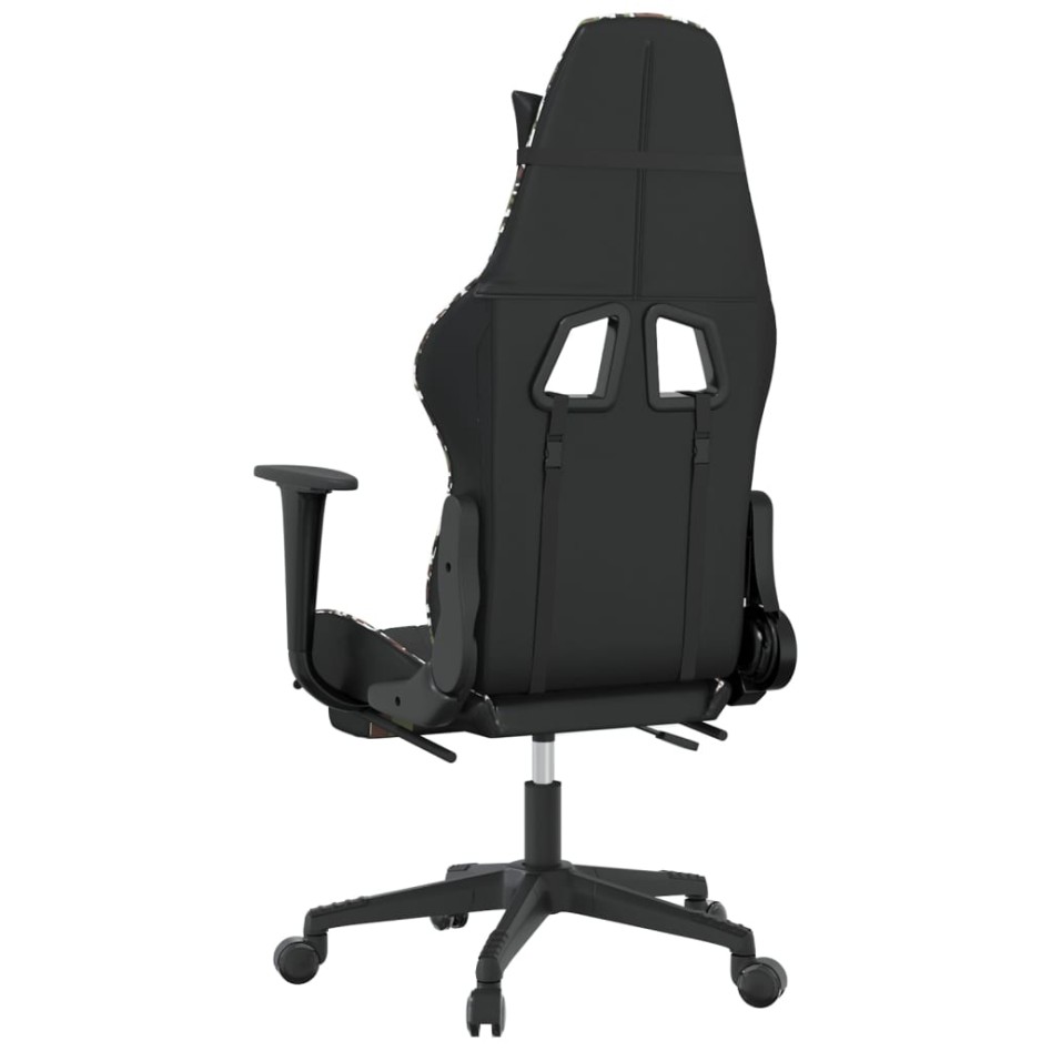 Silla gaming masaje reposapiés cuero sintético negro