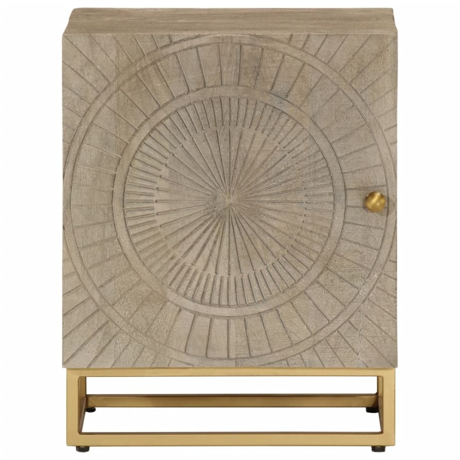 Mesita de noche madera maciza de mango y hierro 40x30x50