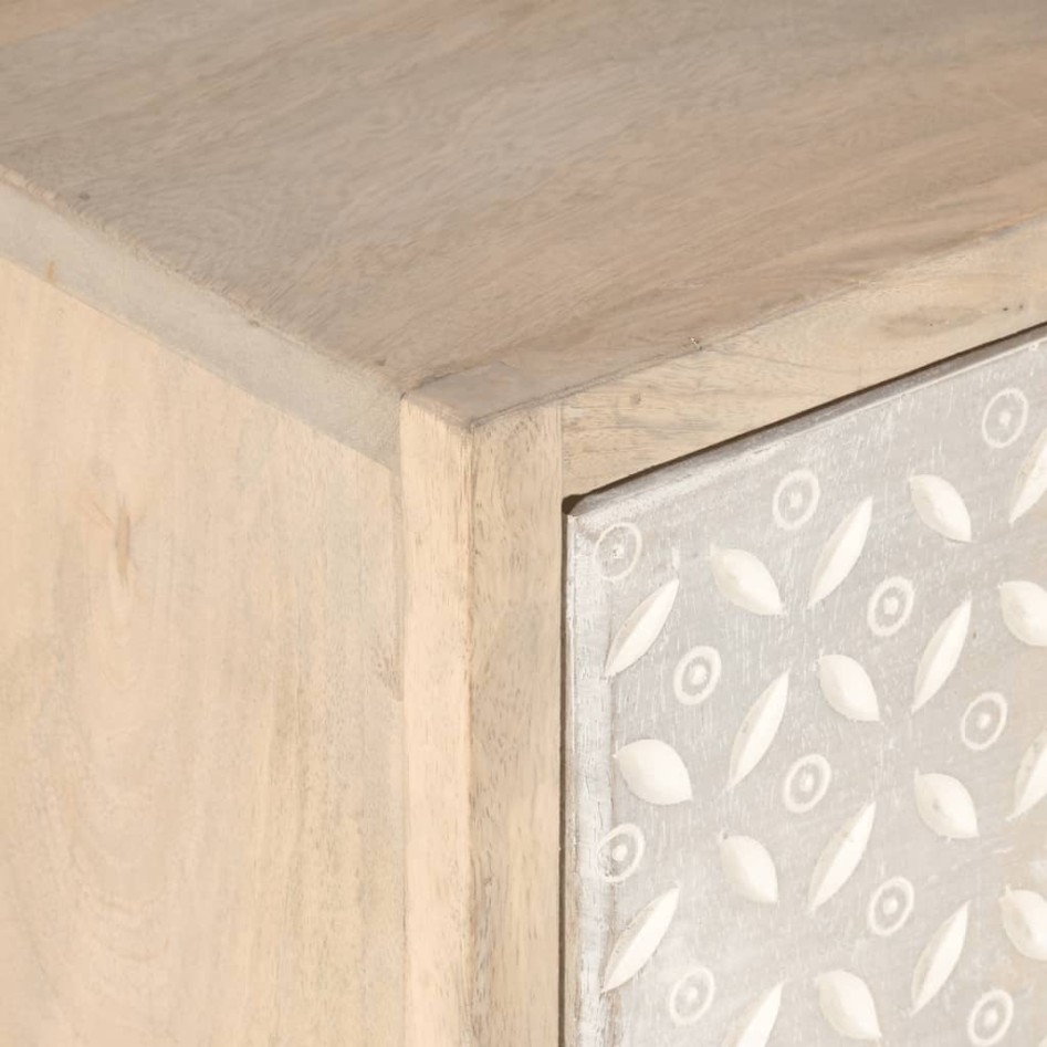 Mesita de noche madera maciza de mango y hierro 40x30x50