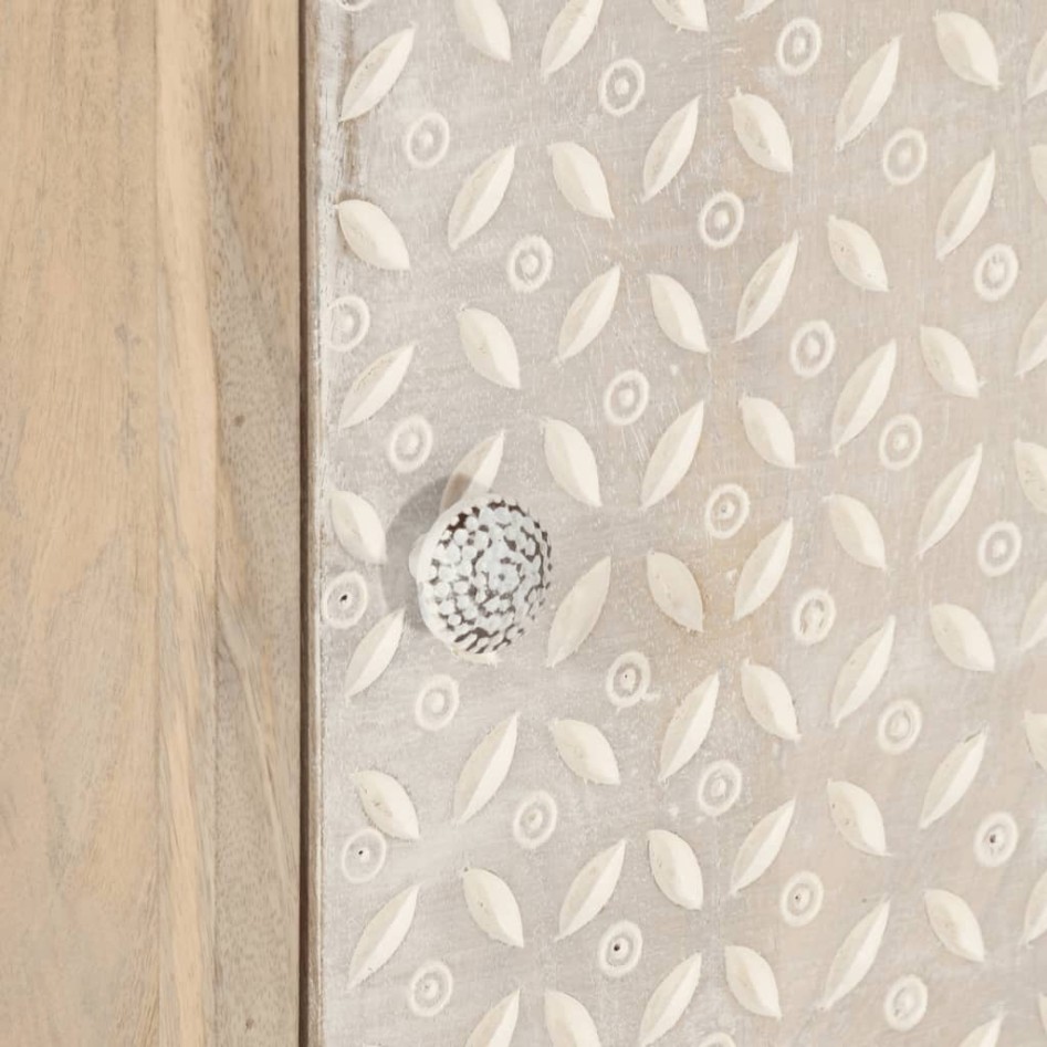 Mesita de noche madera maciza de mango y hierro 40x30x50