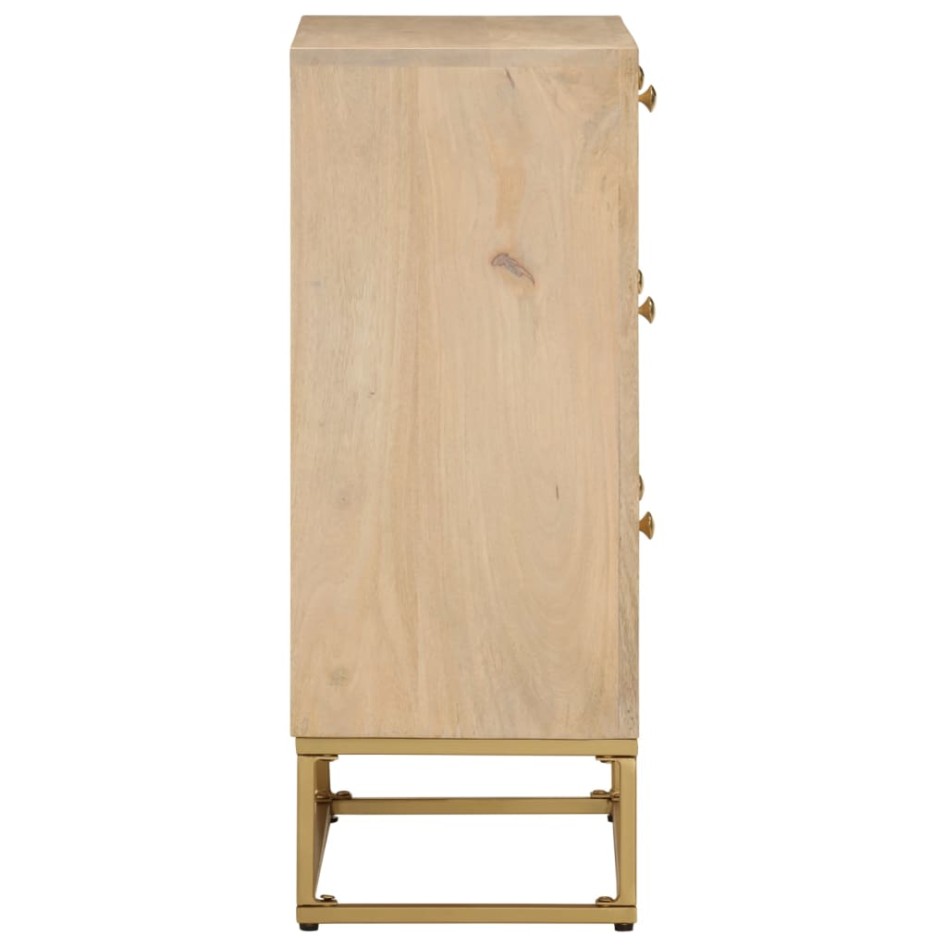 Cómoda madera maciza de mango y hierro 55x30x76