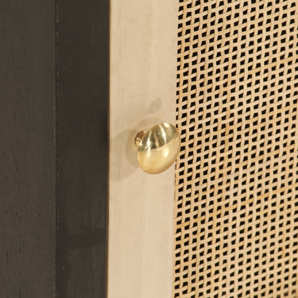 Mesita de noche madera maciza mango y hierro negro 40x30x50