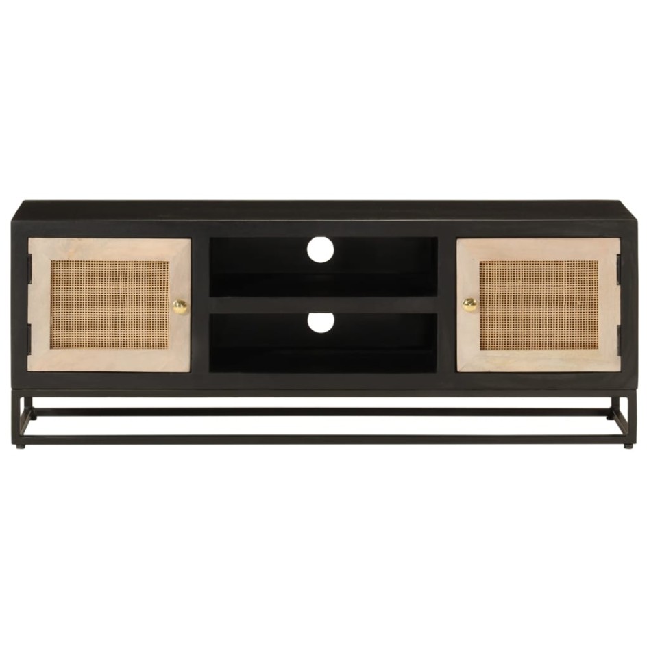 Mueble de TV madera maciza de mango y hierro negro 110x30x40