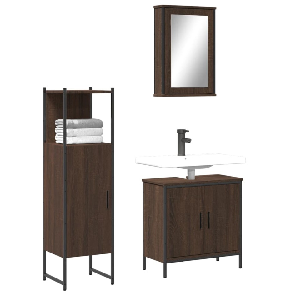 Set de muebles baño 3 pzas madera contrachapada roble