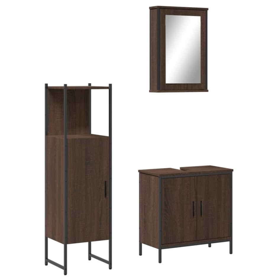 Set de muebles baño 3 pzas madera contrachapada roble