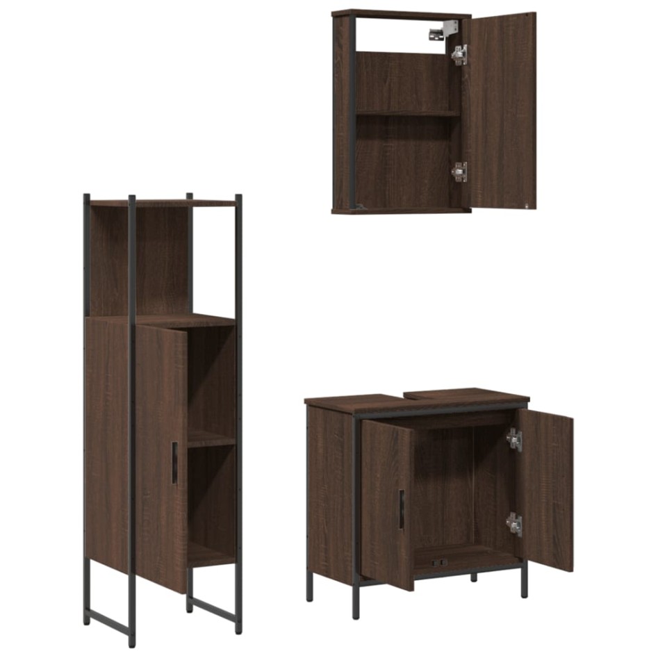 Set de muebles baño 3 pzas madera contrachapada roble