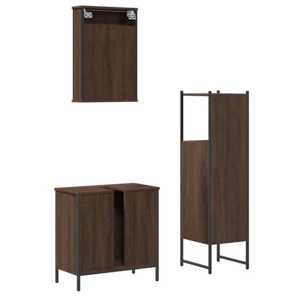 Set de muebles baño 3 pzas madera contrachapada roble