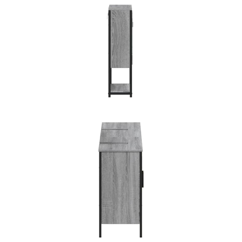 Set de muebles de baño 3 pzas madera contrachapada gris