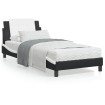 Estructura cama cabecero cuero sintético negro blanco 90x200 cm
