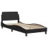 Estructura de cama con cabecero cuero sintético negro