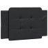 Estructura de cama con cabecero cuero sintético negro