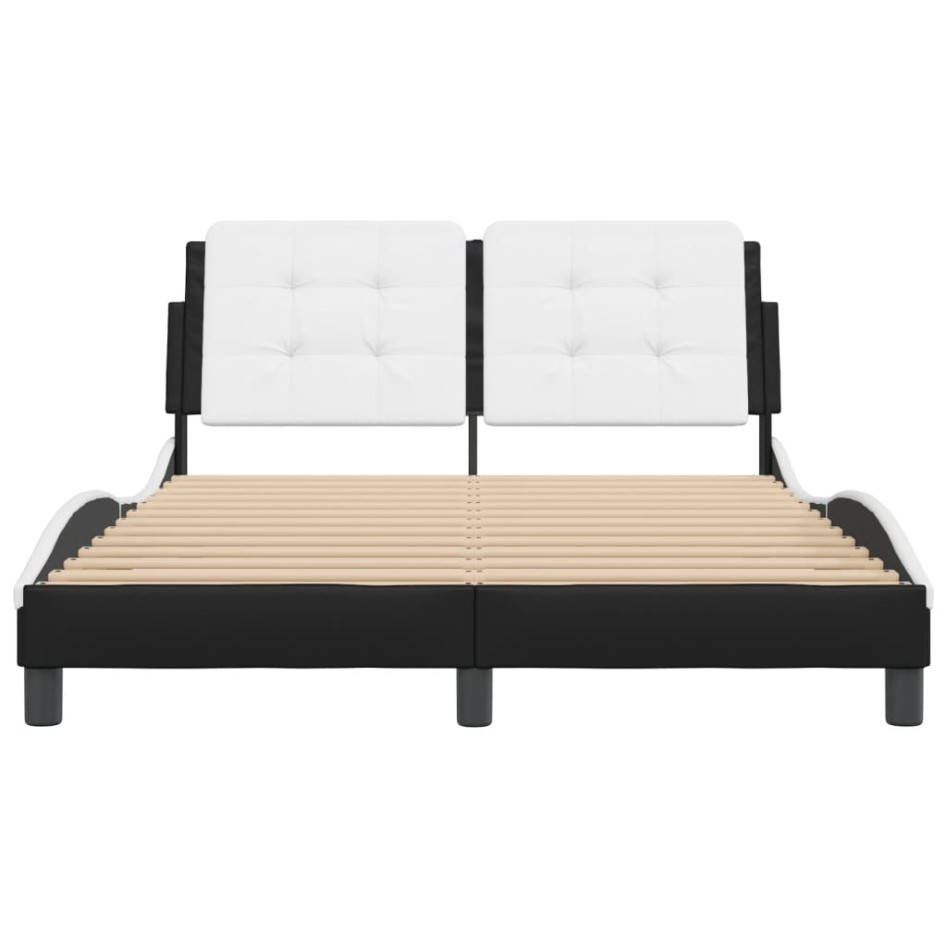 Estructura cama cabecero cuero sintético negro blanco