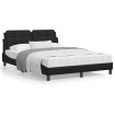 Estructura de cama con cabecero cuero sintético negro 140x190cm