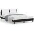 Estructura de cama con cabecero cuero sintético negro y