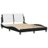 Estructura de cama con cabecero cuero sintético negro y