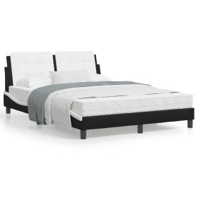 Estructura cama cabecero cuero sintético negro blanco