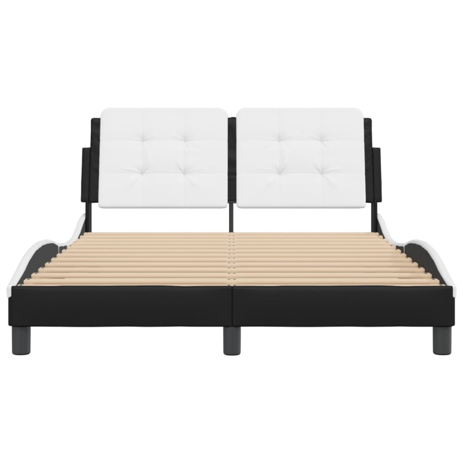 Estructura cama cabecero cuero sintético negro blanco