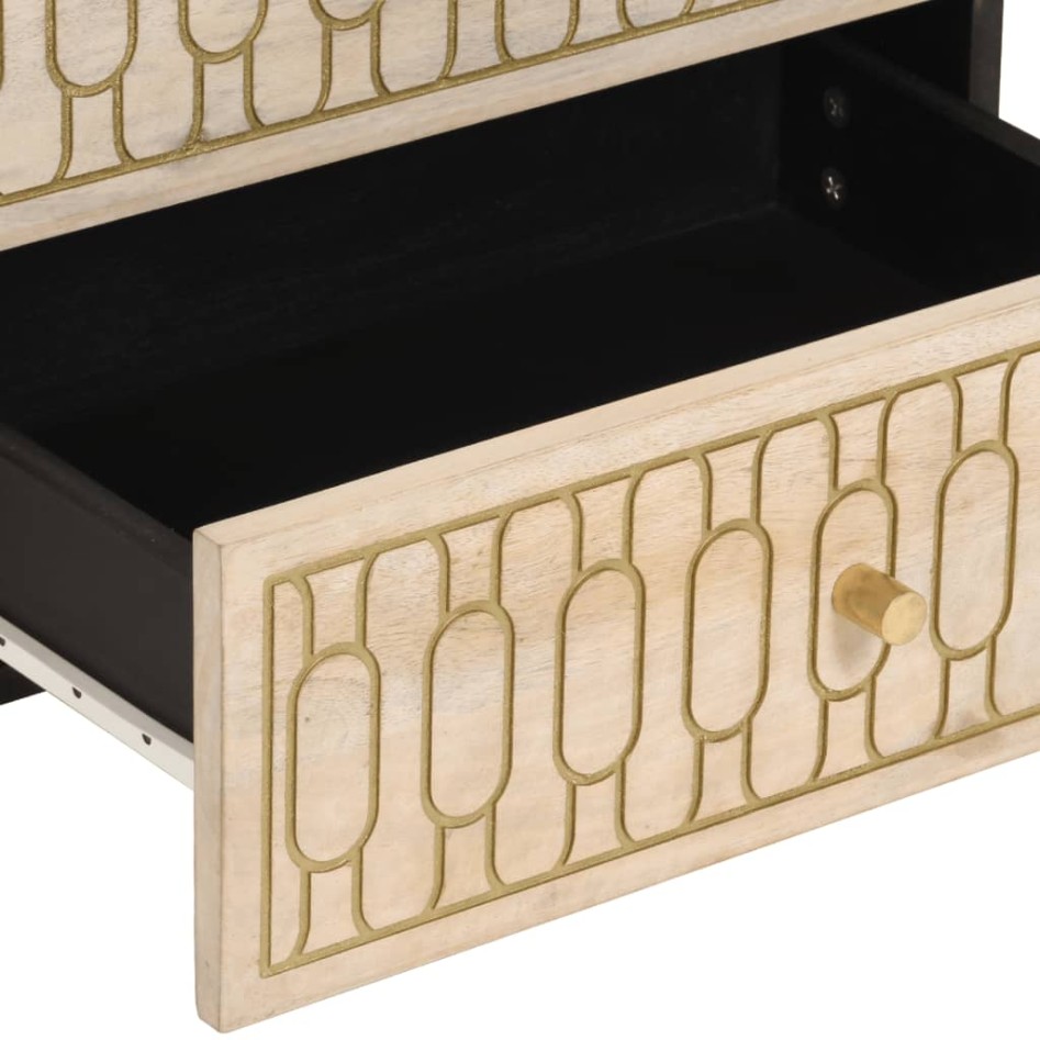 Mesita de noche madera maciza de mango 50x33x60