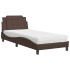 Cama con colchón cuero sintético marrón 100x200